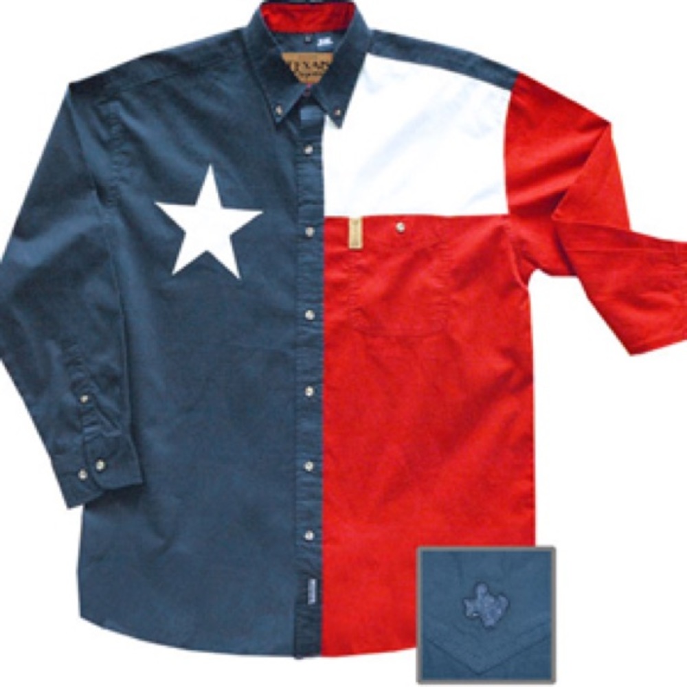 VINTAGE - Rockpoint Texas Originals - Size L TEXAS FLAG 1836 Button-Down